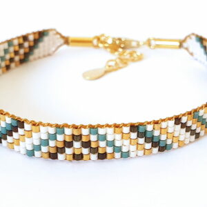 Pulsera de cinco filas Mallard/oro con diseño de triángulos