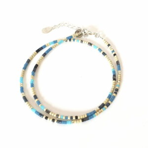 Pulsera doble-gargantilla lilas/oro