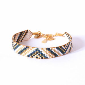 Pulsera de siete filas mallard/oro con diseño de triángulos