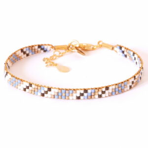 Pulsera de tres filas lila/oro con diseño diagonal
