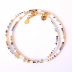 Pulsera doble-gargantilla lilas/oro