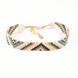 Pulsera de siete filas mallard/oro con diseño de triángulos
