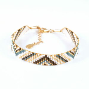 Pulsera de siete filas mallard/oro con diseño de triángulos