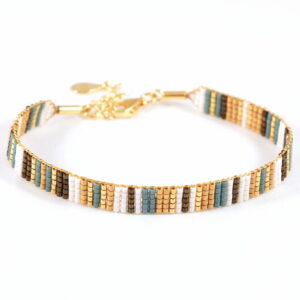 Pulsera de cinco filas Mallard/oro con diseño de franjas