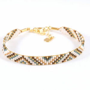 Pulsera de cinco filas Mallard/oro con diseño de triángulos