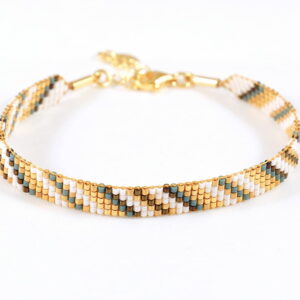 Pulsera de cinco filas Mallard/oro con diseño diagonal