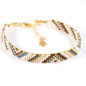Pulsera de cinco filas Mallard/oro con diseño de triángulos