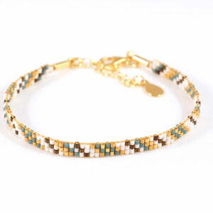Pulsera de tres filas mallard/oro con diseño diagonal