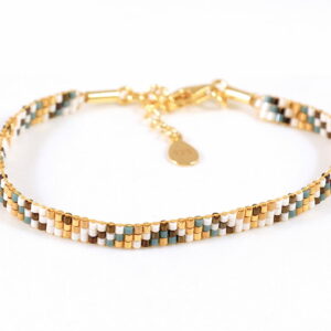 Pulsera de tres filas bronce/oro con diseño de triángulos