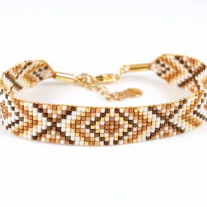 Pulsera de nueve filas bronce3/oro con diseño geométrico