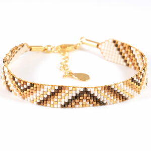 Pulsera de siete filas bronce/oro con diseño de triángulos