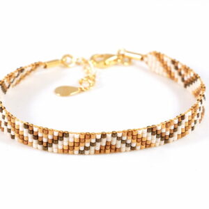Pulsera de cinco filas bronce/oro con diseño de triángulos