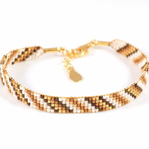 Pulsera de cinco filas bronce/oro con diseño diagonal