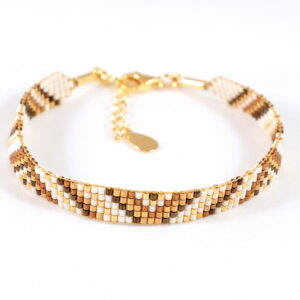 Pulsera de cinco filas bronce/oro con diseño de triángulos