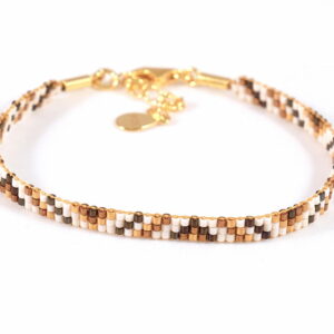 Pulsera de tres filas bronce/oro con diseño de triángulos
