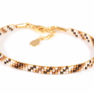 Pulsera de tres filas bronce/oro con diseño diagonal