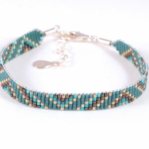 Pulsera de cinco filas mallard/paladio/plata con diseño de triángulos