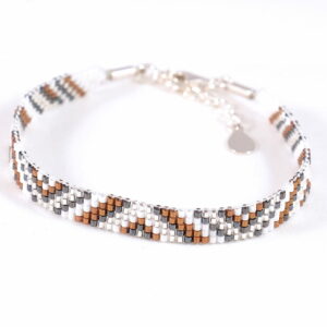 Pulsera de cinco filas grafito/bronce/plata con diseño triangular